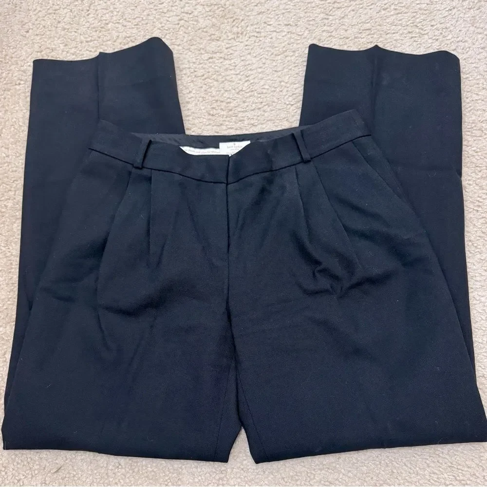 Kate Spade Live Colorfully Wool Black High Rise Straight Leg Dress Pants Sz 4